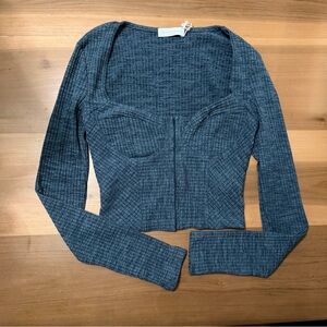 Jonathan Simkhai The Zoella Melange Bustier Top  -NWT Teal Long Sleeve Size M